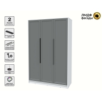 Шкаф распашной Тренд КТ-Ш3 (Белый платинум ЛДСП/ Серый ЛМДФ) Ш1360 В2128 Г547